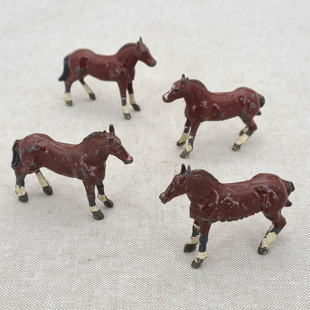 Vintage 1948–1966 Britains Ltd. Lead Horses – "England Copyright" Marked - 4 ct.